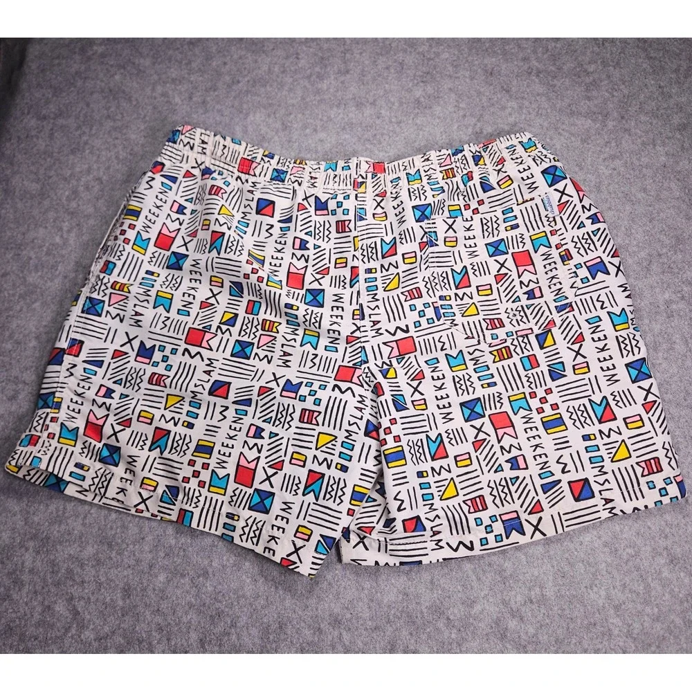 Chubbies Mens Retro Print Swim Trunks Beach Vacation Funky Party Pool Sz L READ